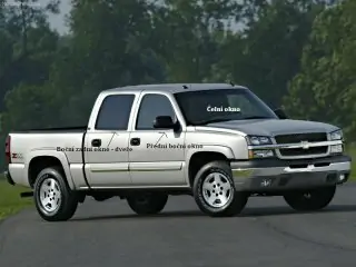 Boční okno - pravé přední dveře SILVERADO , SUBURBAN, SIERRA